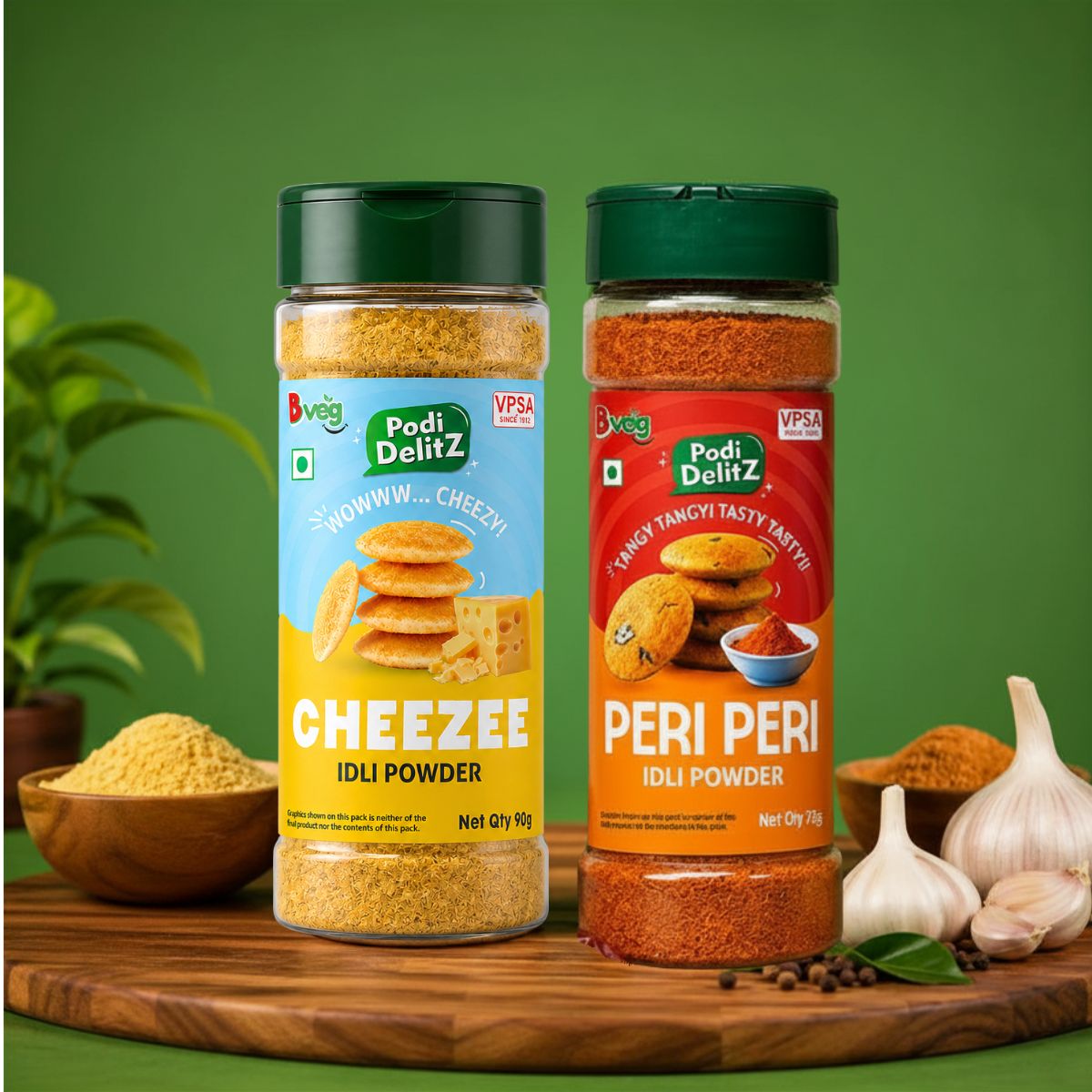 Bveg Cheezee 90g & Peri Peri 75g Idli Powder Combo Pack