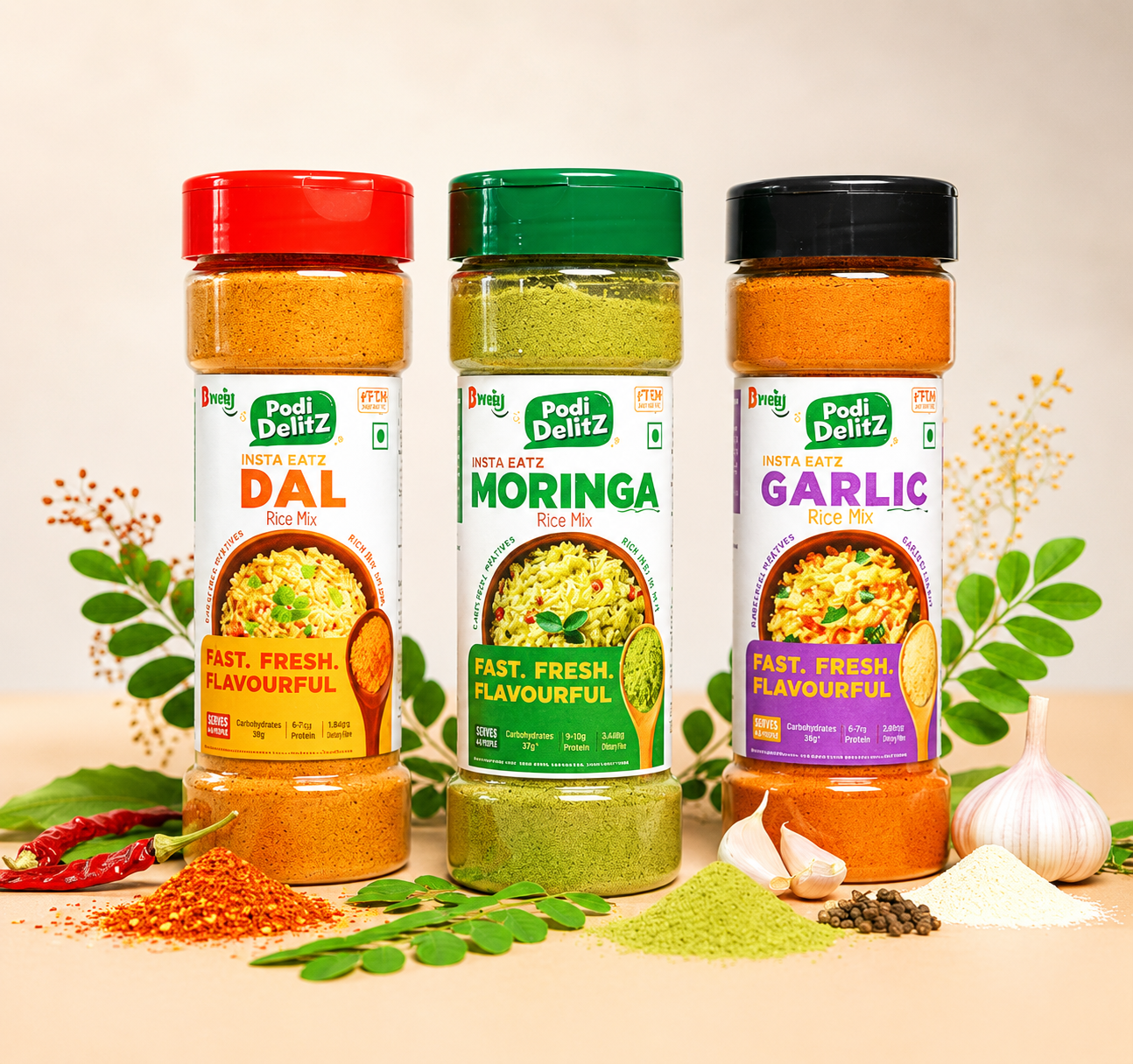 Insta Eatz Combo Pack – Dal, Moringa & Garlic (3 x 200g)