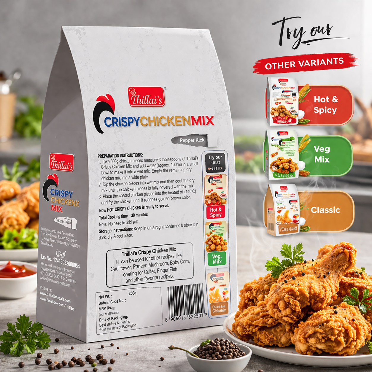 Thillais Crispy Chicken -  Pepper Kick 250gm